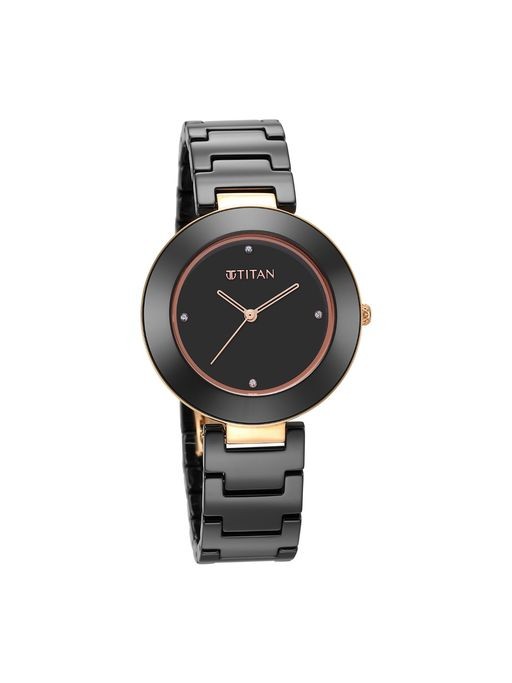 Titan 95189KC02 Black Dial Chain Bracelet Watch for Female