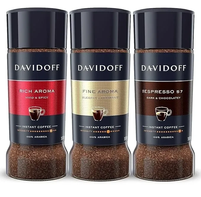 Davidoff Coffee Variety Pack Of Rich Aroma + Fine Aroma + Espresso 57 100 Gram Each (Pack Of 3), Granule, Bottle
