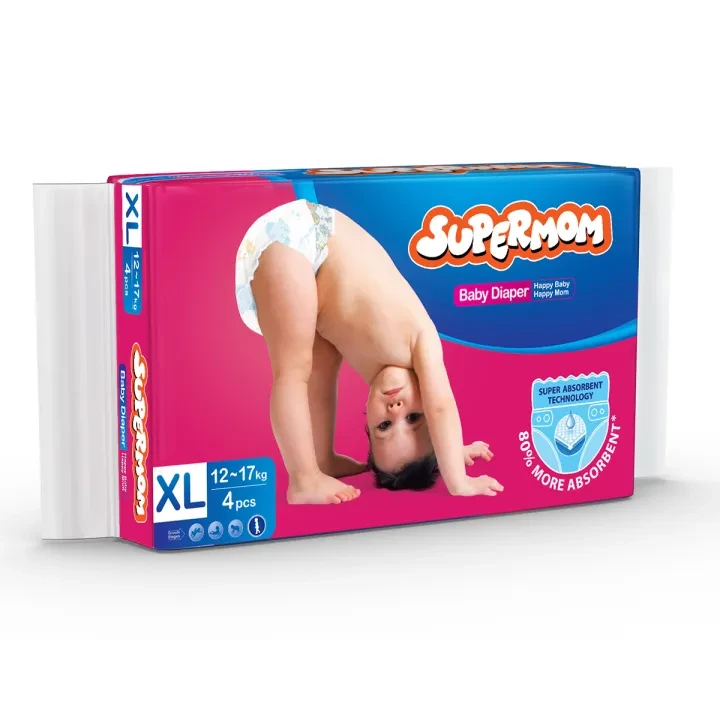 Supermom Baby Diaper- Extra Large (12-17) kg - 4 Pcs