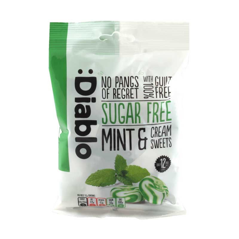 Diablo Sugar Free Mint & Cream Sweets Candy - 75g (Imported from UK)