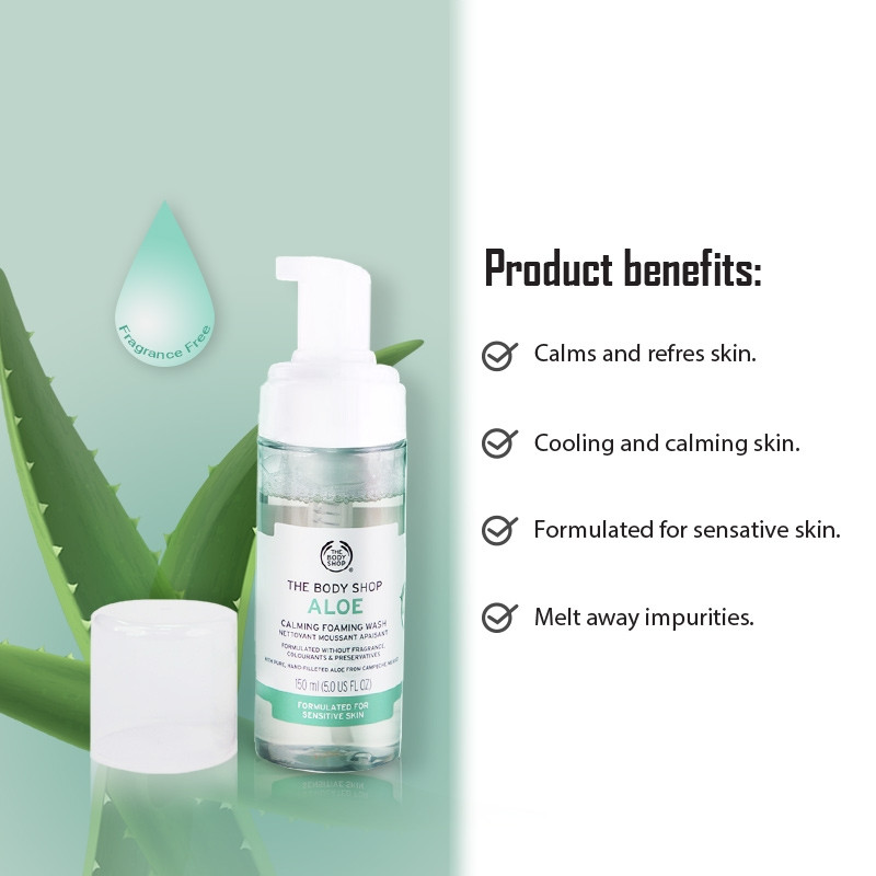 The Body Shop Aloe Vera Calming Foaming Wash - 150ml (U.K)